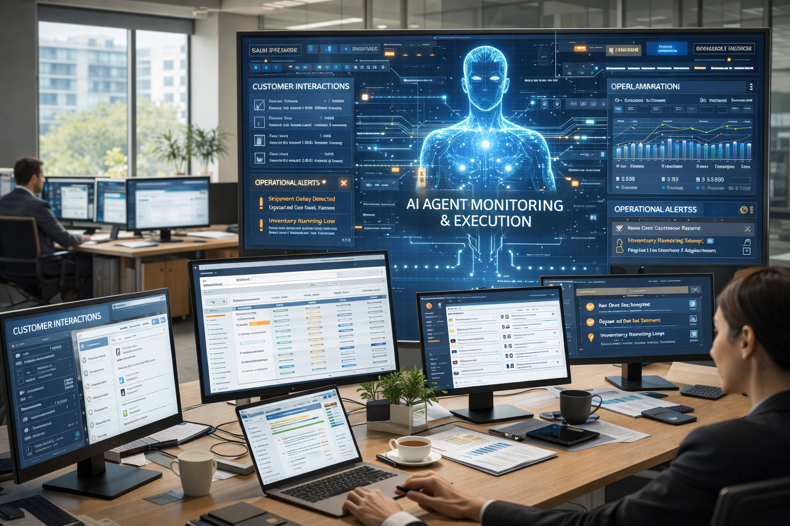 Connected business platforms unified by AI orchestration enabling cross functional automation